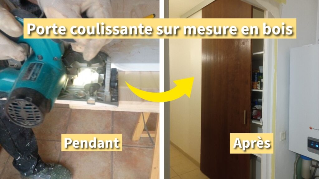 Avant après de portes coulissantes sur mesure en bois du sol au plafond à Lagord La Rochelle